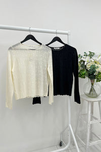 Round Neck, Lana Wool, Acrylic & Nylon Light Knitted Top