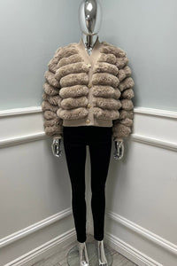 Gold Button Detail Fur Jacket