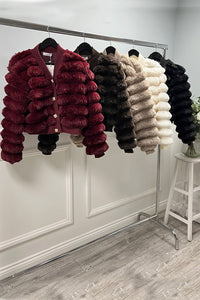 Gold Button Detail Fur Jacket