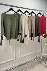 Boat Neck Jumpers with Batwing Sleeves