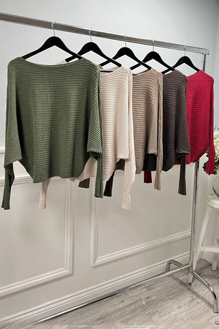 Boat Neck Jumpers with Batwing Sleeves