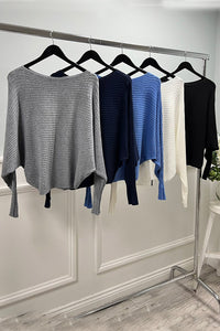 Boat Neck Jumpers with Batwing Sleeves