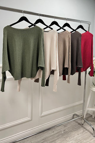 Dark Brown Sweater – Boat Neck with Batwing Sleeves