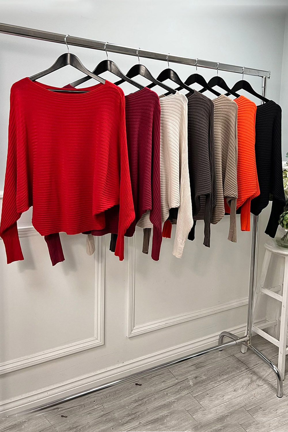 Boat Neck Jumpers with Batwing Sleeves