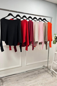 Boat Neck Jumpers with Batwing Sleeves