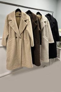 Textured Wool-Blend Long Coat