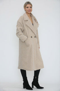 Double-Breasted Longline teddy Coat
