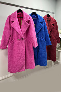 Textured Wool-Blend Long Coat