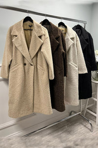 Double-Breasted Longline teddy Coat