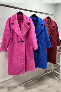 Double-Breasted Longline teddy Coat