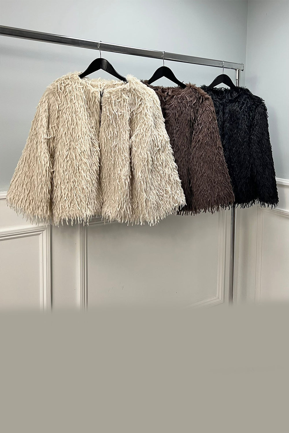 Double Layered Shagy Knit Jacket