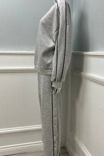 Round Neck, Elasticated Cuff, Elasticated Waist, Drawstring Detailed, Two Pocket Wide Leg Two Piece Set
