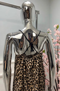 Cross Over Strap Back Detailed, Elasticated Back Printed Dress