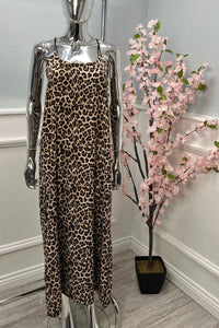 Cross Over Strap Back Detailed, Elasticated Back Printed Dress