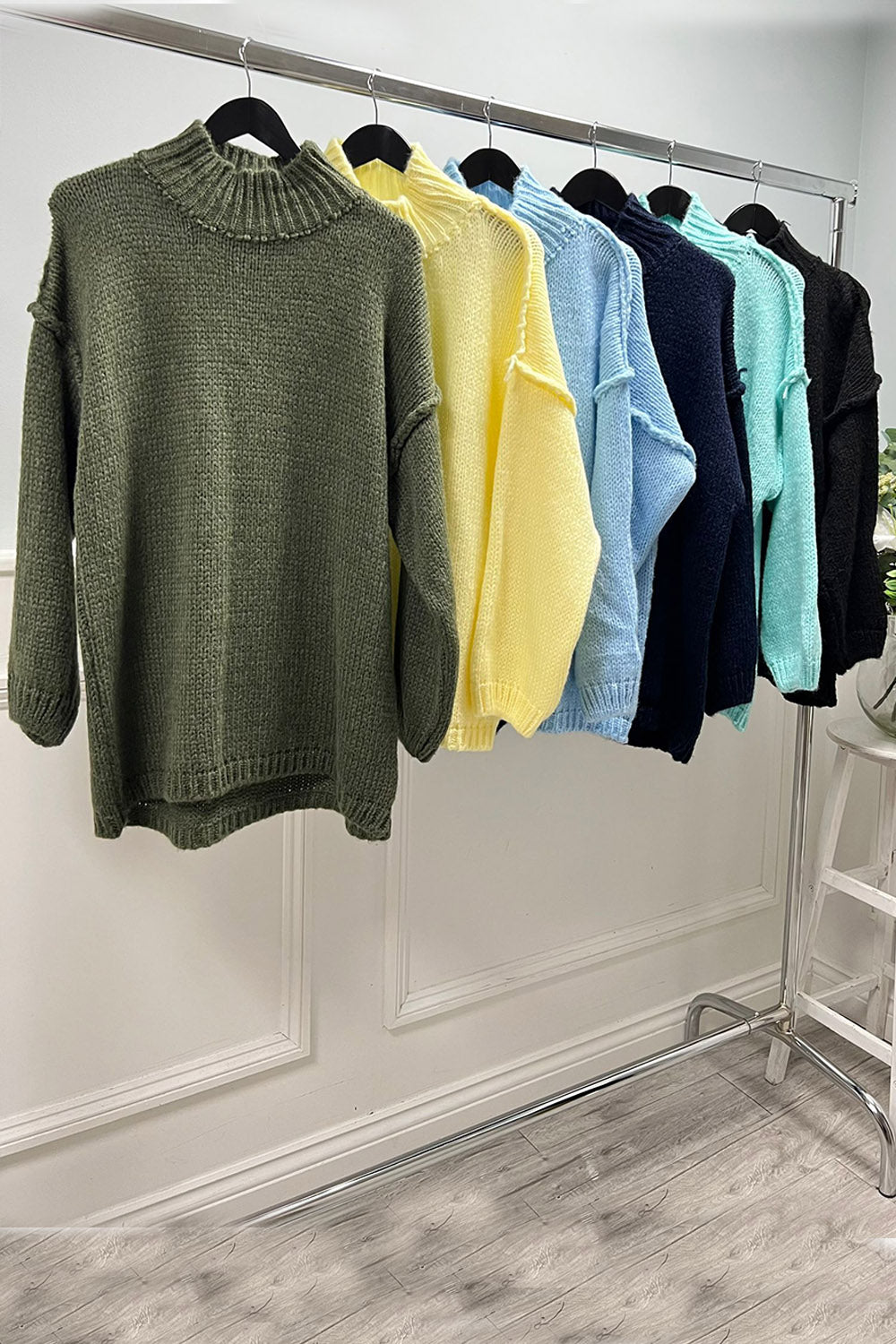 High Neck, Lana Wool, Viscose & Acrylic Knitted, Oversized Jumper