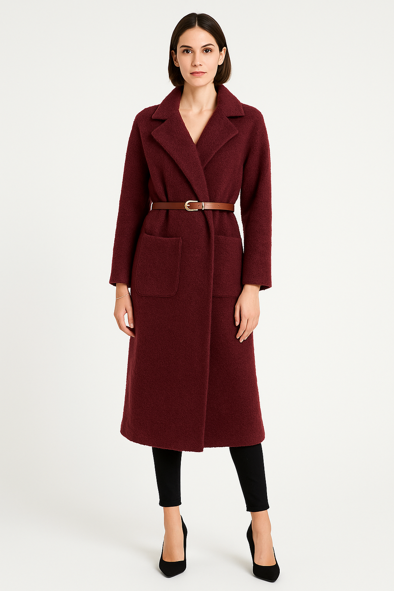 Long textured belted coat