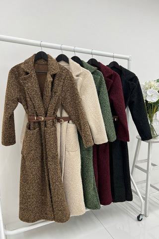 Long textured belted coat