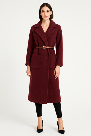 Long textured belted coat