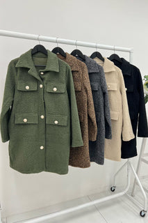 Textured Longline Button-Up Shacket