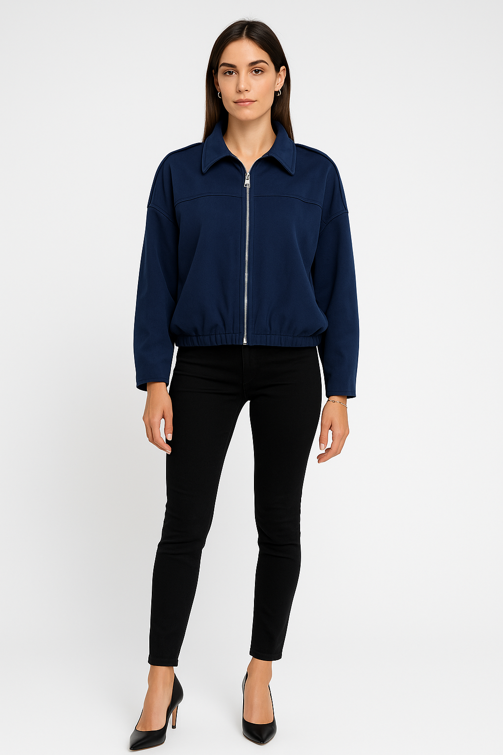 Suede-Look Zip-Up Utility Jacket