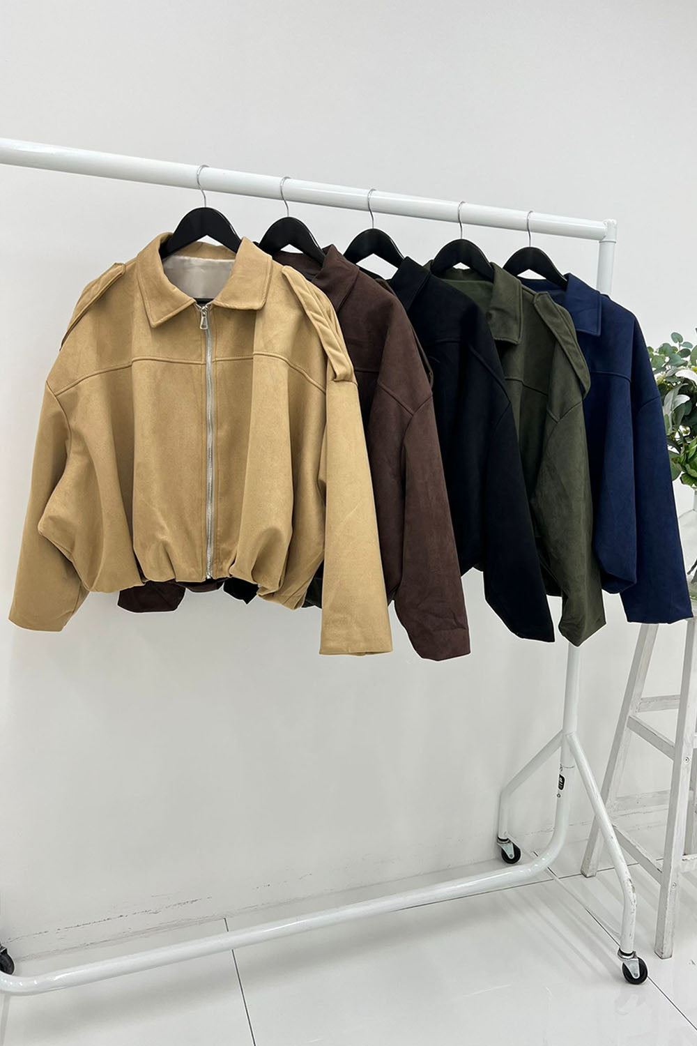 Suede-Look Zip-Up Utility Jacket