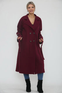 Button & Tie Front Detailed, Two Pocket Suede Trench Coat.