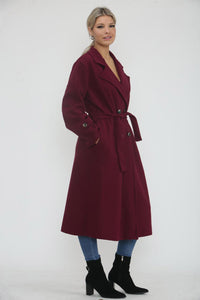 Button & Tie Front Detailed, Two Pocket Suede Trench Coat.