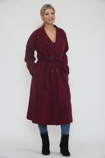 Button & Tie Front Detailed, Two Pocket Suede Trench Coat.