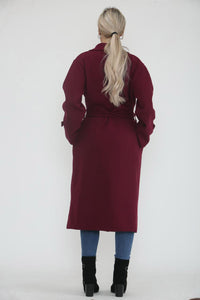 Button & Tie Front Detailed, Two Pocket Suede Trench Coat.