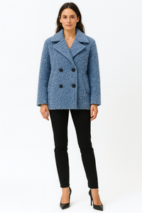 Wide lapel collar, double-breasted button closure Jackets with Side slit pockets