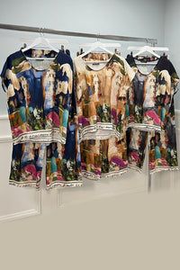 relaxed-fit , abstract print co-ord set with wide-leg trousers
