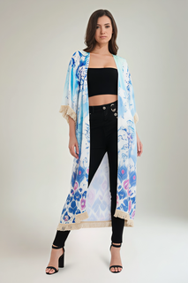 Printed Tassel, Detailed Cardigan.