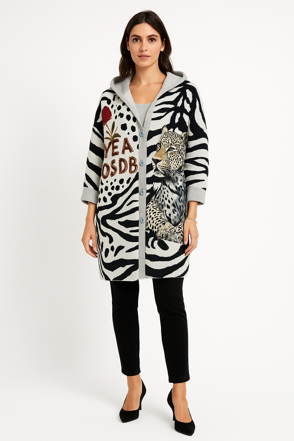Two Pocket Oversized Printed Hoodie