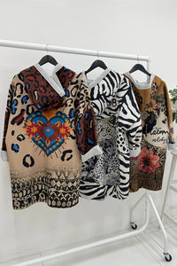Two Pocket Oversized Printed Hoodie