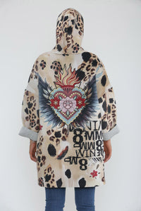 Two Pocket Oversized Printed Hoodie