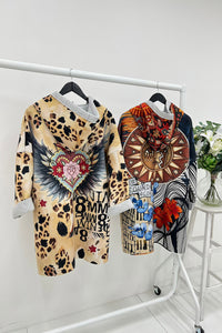 Two Pocket Oversized Printed Hoodie