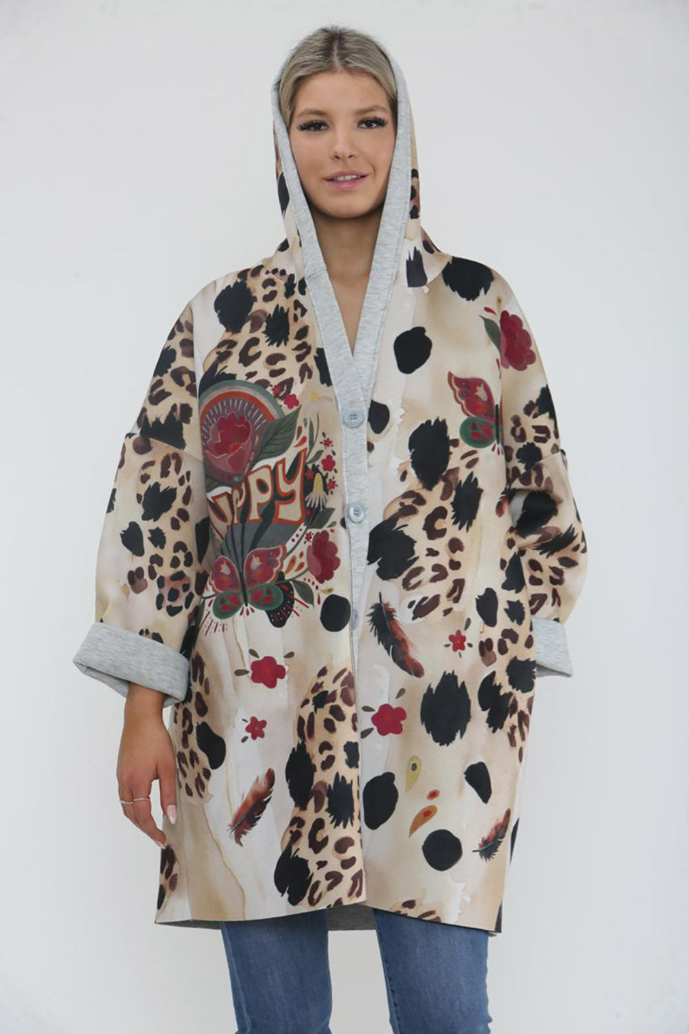 Two Pocket Oversized Printed Hoodie