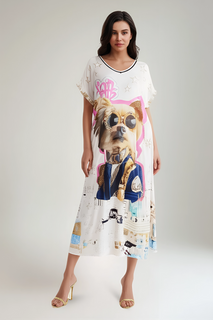 V Neck, Printed Dress