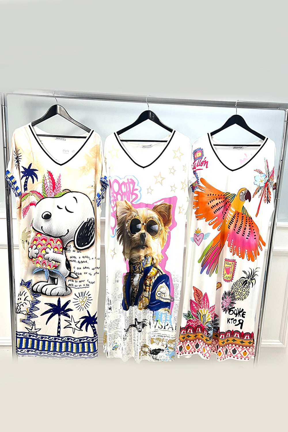 V Neck, Printed Dress