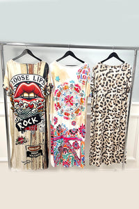 V Neck, Printed Dress