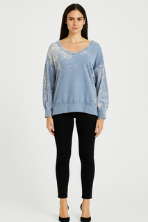 V-neck vintage-washed oversized jumpers