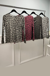 leopard-print long-sleeve top