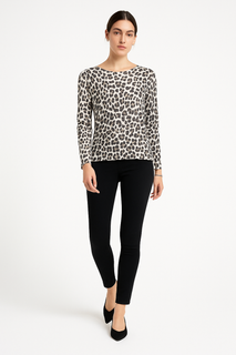 leopard-print long-sleeve top
