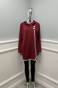 Golden Broach Detailed, Oversized Wrapover Top