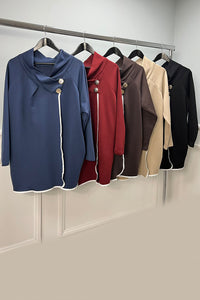 Golden Broach Detailed, Oversized Wrapover Top