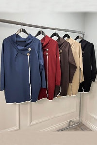 Golden Broach Detailed, Oversized Wrapover Top