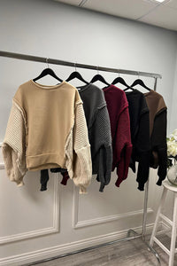 Oversized, round neck Jumper with ribbed knit panels on Sleeves