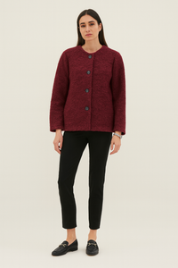 Textured wool-blend jacket with matching scarf