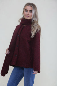 Textured wool-blend jacket with matching scarf