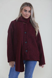 Textured wool-blend jacket with matching scarf